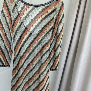 Missoni Open Back Criss Cross Belt Knit Dress, 3/4 sleeves, IT 42, Made in Italy